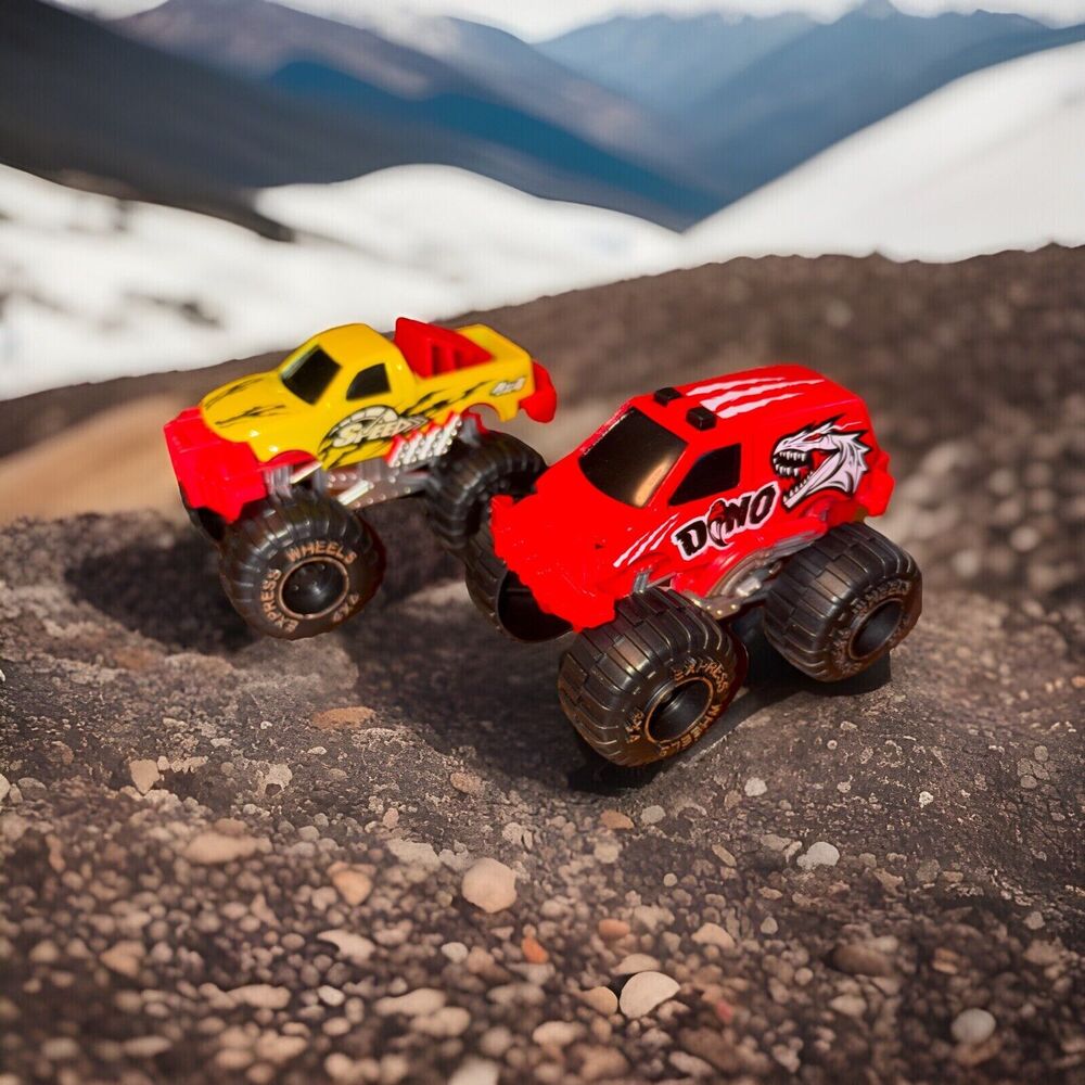 Pair Greenbrier RX Racer Monster Truck Express Wheels 3" Toy Cars Red Yellow